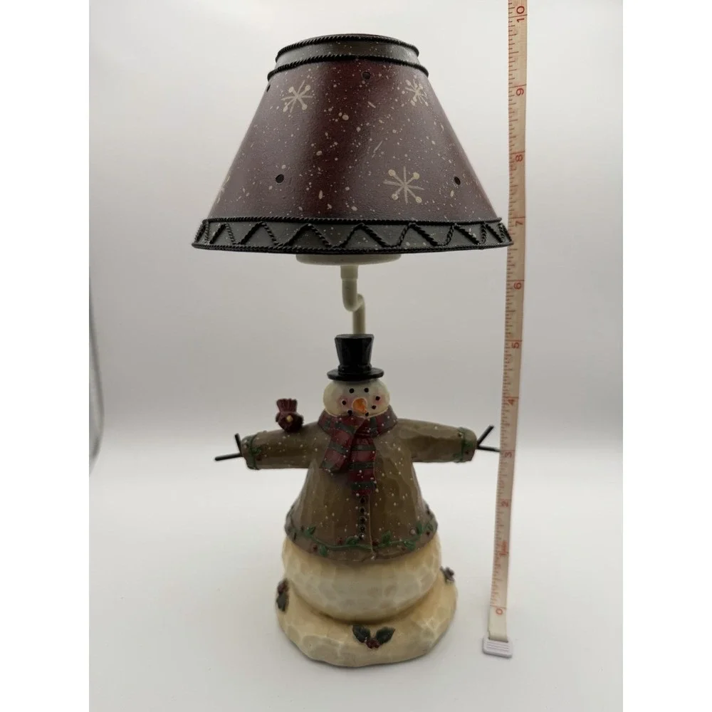 Forest Friend‎ Frosty Snow Man Tea Light Lamp Candle Holder w/ Metal Shade